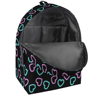 Pink And Blue Lights Heart Pattern Print Backpack