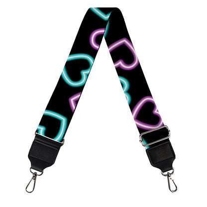 Pink And Blue Lights Heart Pattern Print Bag Strap