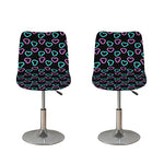 Pink And Blue Lights Heart Pattern Print Bar Stool Covers