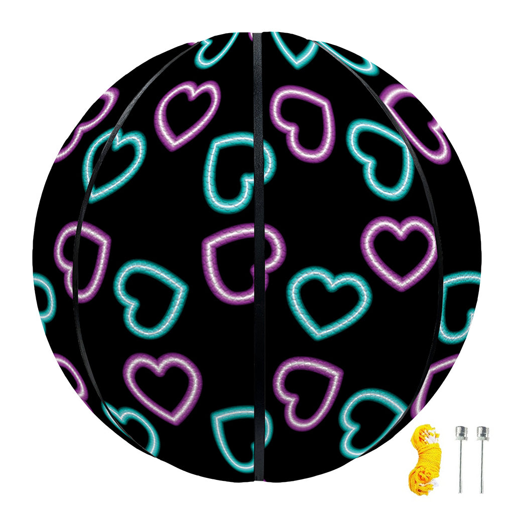 Pink And Blue Lights Heart Pattern Print Basketball