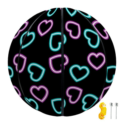 Pink And Blue Lights Heart Pattern Print Basketball