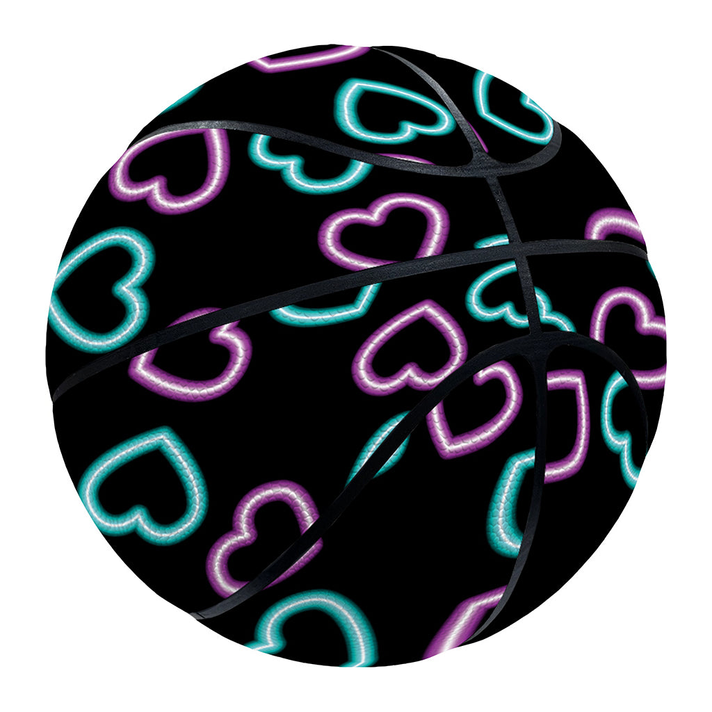 Pink And Blue Lights Heart Pattern Print Basketball