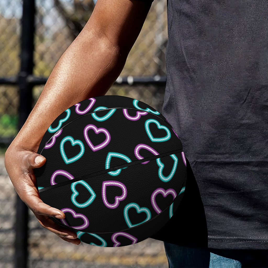 Pink And Blue Lights Heart Pattern Print Basketball