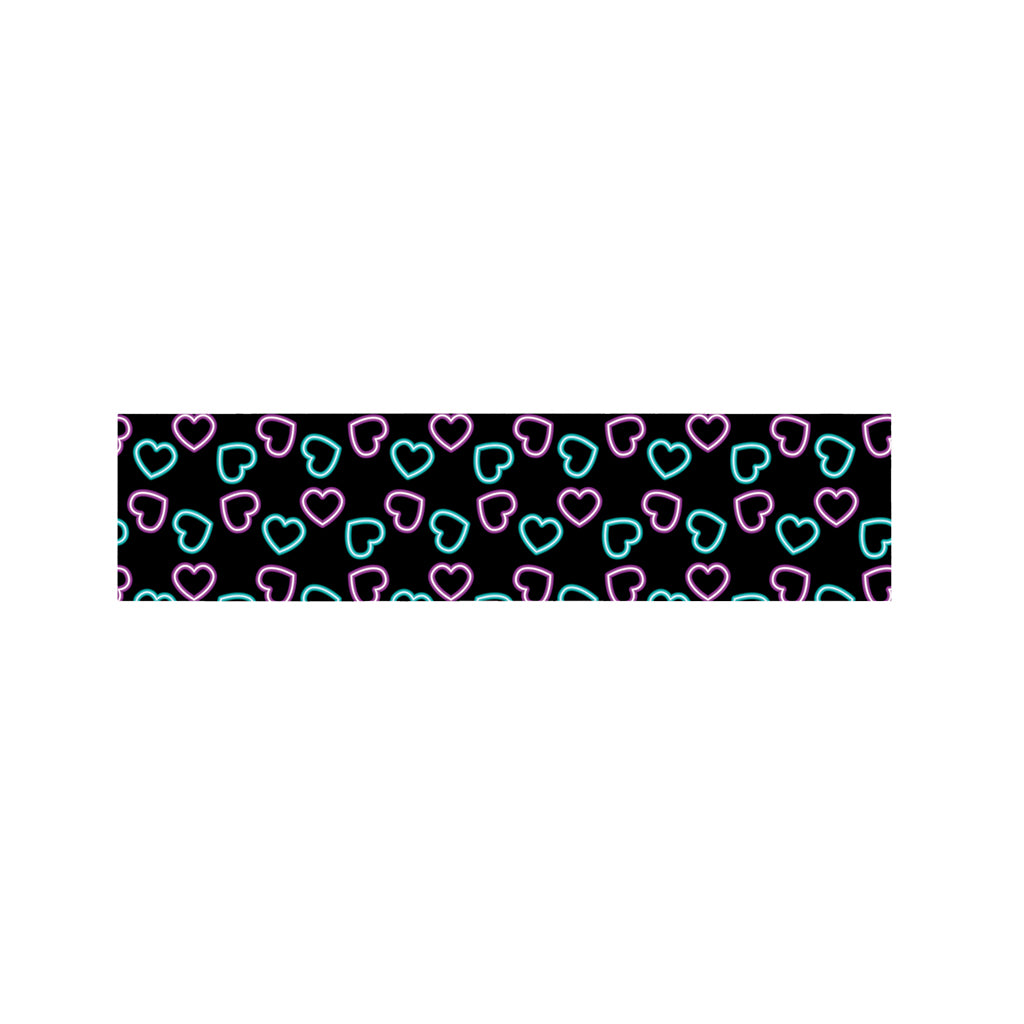 Pink And Blue Lights Heart Pattern Print Bed Runner