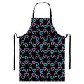 Pink And Blue Lights Heart Pattern Print Bib Apron With Pocket