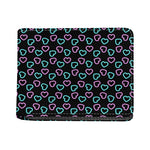 Pink And Blue Lights Heart Pattern Print Bifold Wallet