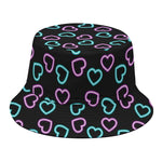 Pink And Blue Lights Heart Pattern Print Bucket Hat