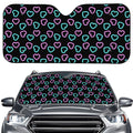 Pink And Blue Lights Heart Pattern Print Car Windshield Sun Shade