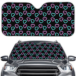 Pink And Blue Lights Heart Pattern Print Car Windshield Sun Shade