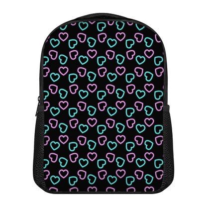 Pink And Blue Lights Heart Pattern Print Casual Backpack