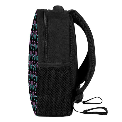 Pink And Blue Lights Heart Pattern Print Casual Backpack