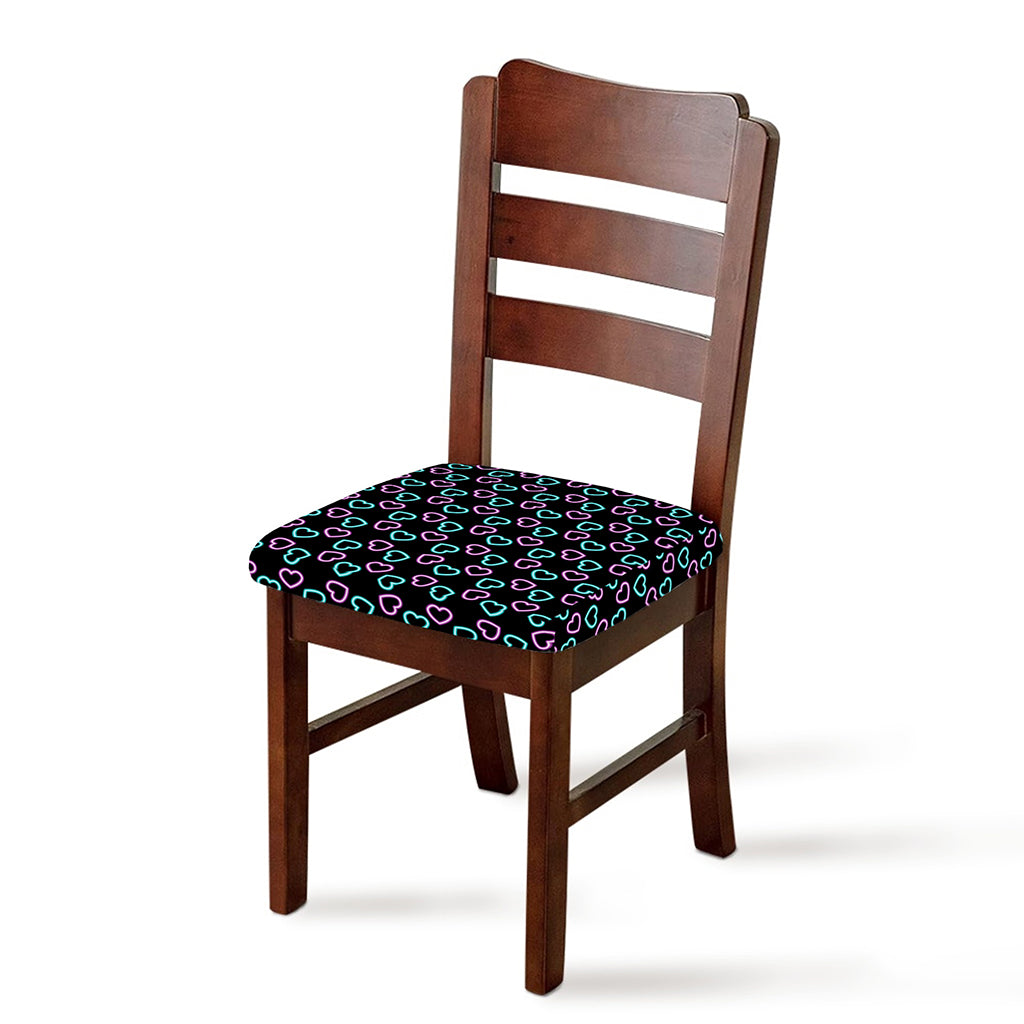 Pink And Blue Lights Heart Pattern Print Chair Cushion Cover