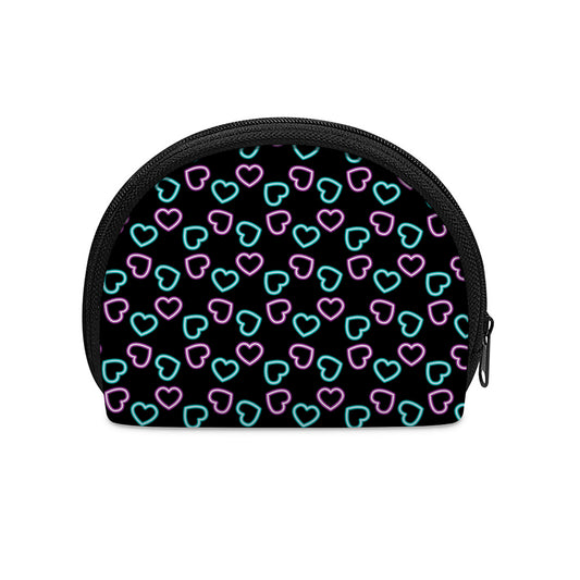 Pink And Blue Lights Heart Pattern Print Coin Purse