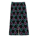 Pink And Blue Lights Heart Pattern Print Cotton Front Slit Maxi Skirt