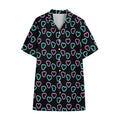 Pink And Blue Lights Heart Pattern Print Cotton Hawaiian Shirt