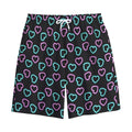 Pink And Blue Lights Heart Pattern Print Cotton Shorts
