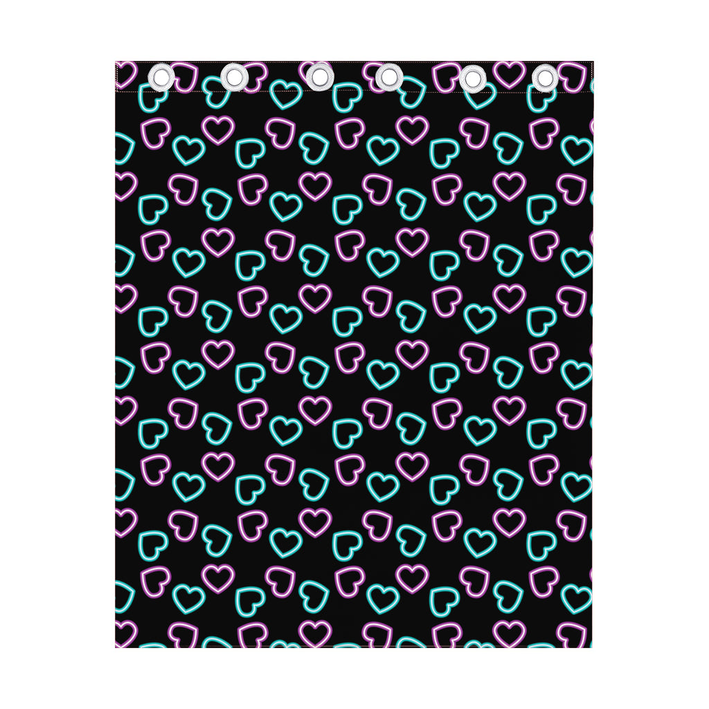 Pink And Blue Lights Heart Pattern Print Curtain