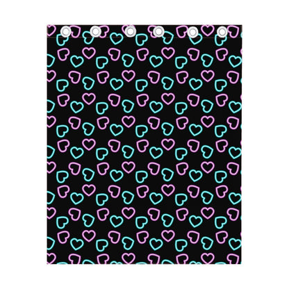 Pink And Blue Lights Heart Pattern Print Curtain