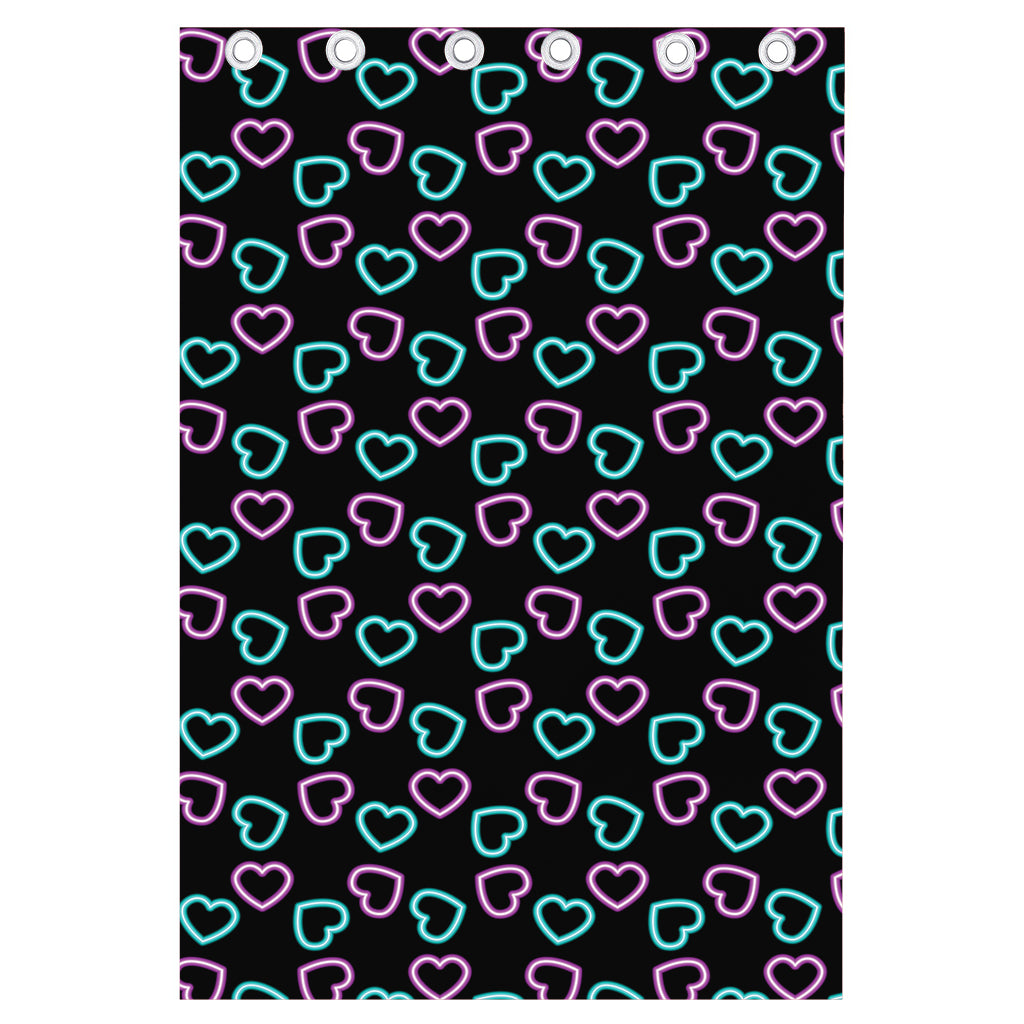 Pink And Blue Lights Heart Pattern Print Curtain