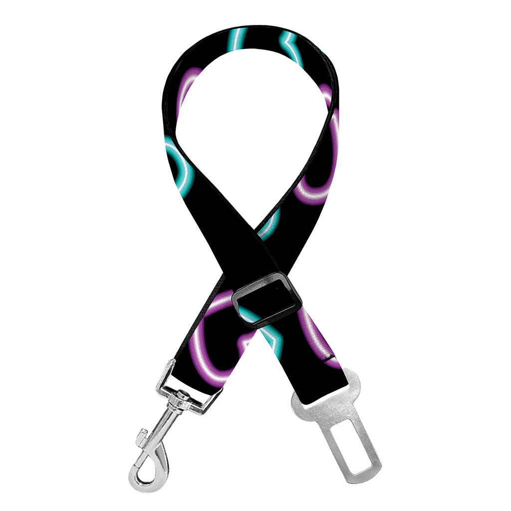 Pink And Blue Lights Heart Pattern Print Dog Seat Belt