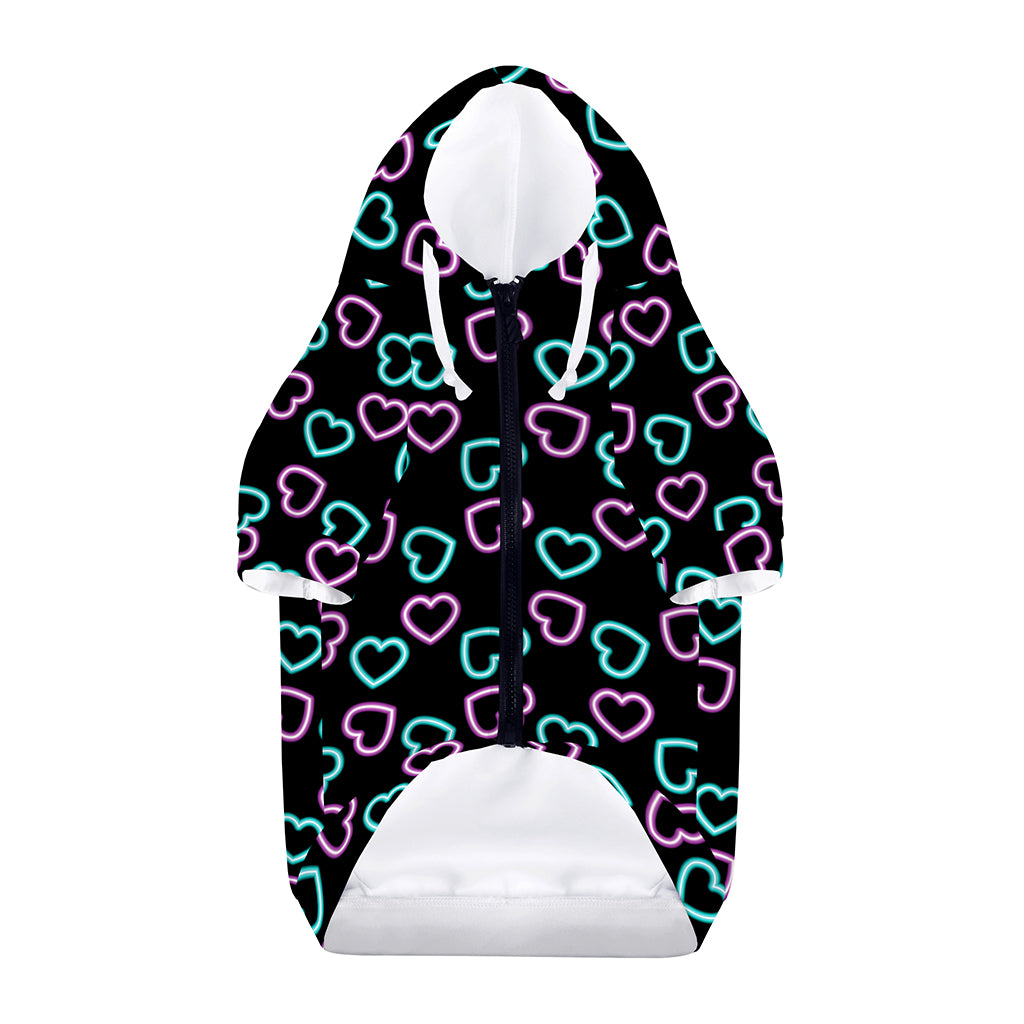 Pink And Blue Lights Heart Pattern Print Dog Zip Up Hoodie
