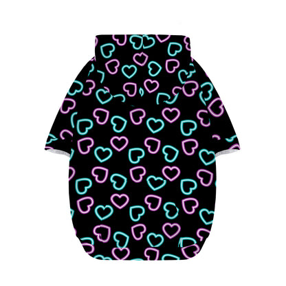 Pink And Blue Lights Heart Pattern Print Dog Zip Up Hoodie