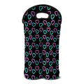Pink And Blue Lights Heart Pattern Print Double Neoprene Wine Tote