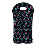 Pink And Blue Lights Heart Pattern Print Double Neoprene Wine Tote