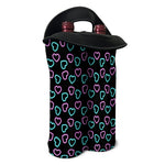 Pink And Blue Lights Heart Pattern Print Double Neoprene Wine Tote