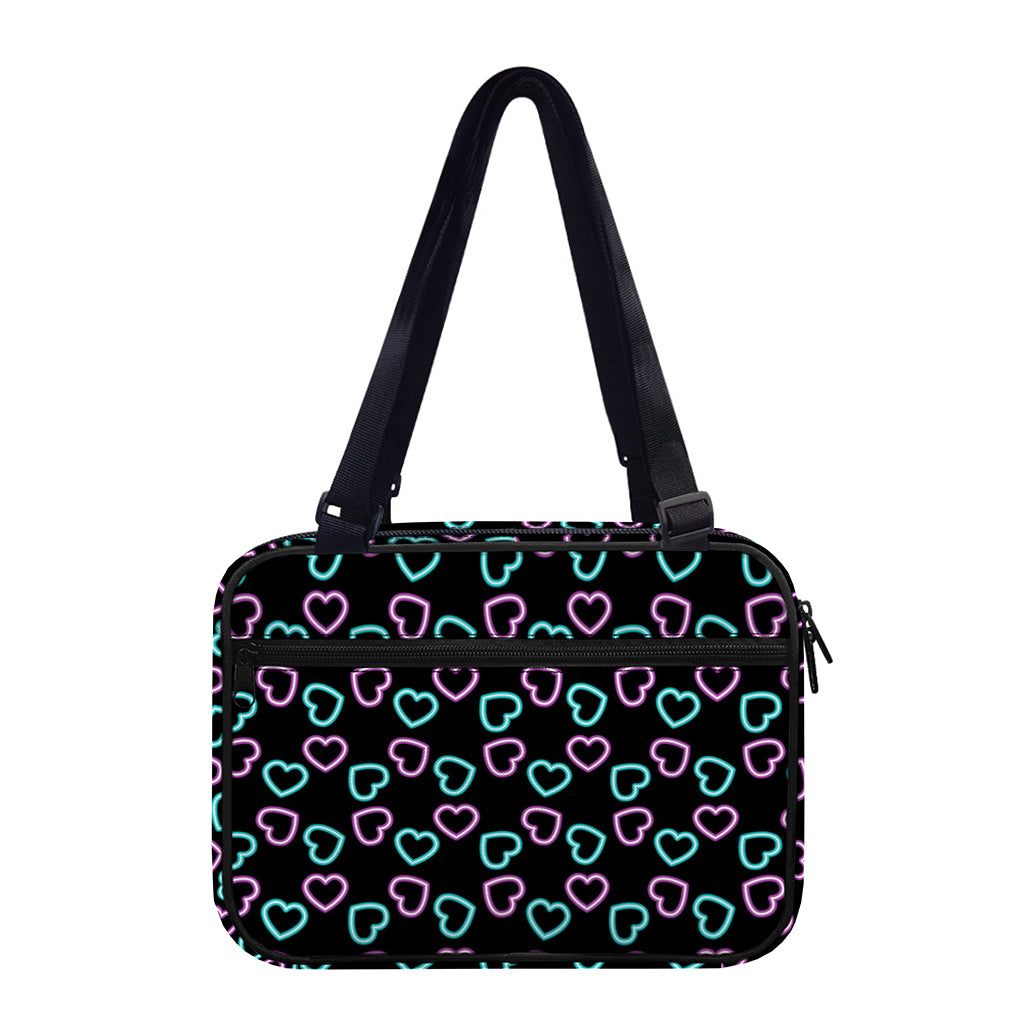 Pink And Blue Lights Heart Pattern Print Double Strap Bible Bag