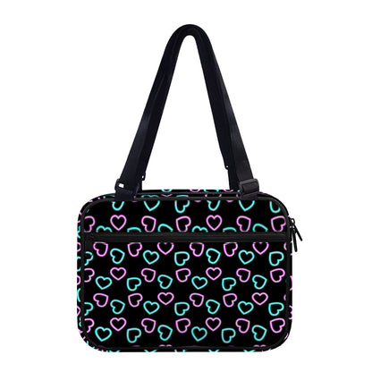 Pink And Blue Lights Heart Pattern Print Double Strap Bible Bag