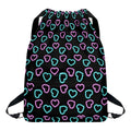Pink And Blue Lights Heart Pattern Print Drawstring Backpack