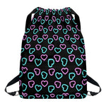 Pink And Blue Lights Heart Pattern Print Drawstring Backpack