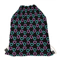 Pink And Blue Lights Heart Pattern Print Drawstring Bag