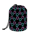Pink And Blue Lights Heart Pattern Print Drawstring Makeup Bag