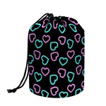 Pink And Blue Lights Heart Pattern Print Drawstring Makeup Bag