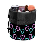 Pink And Blue Lights Heart Pattern Print Drawstring Makeup Bag