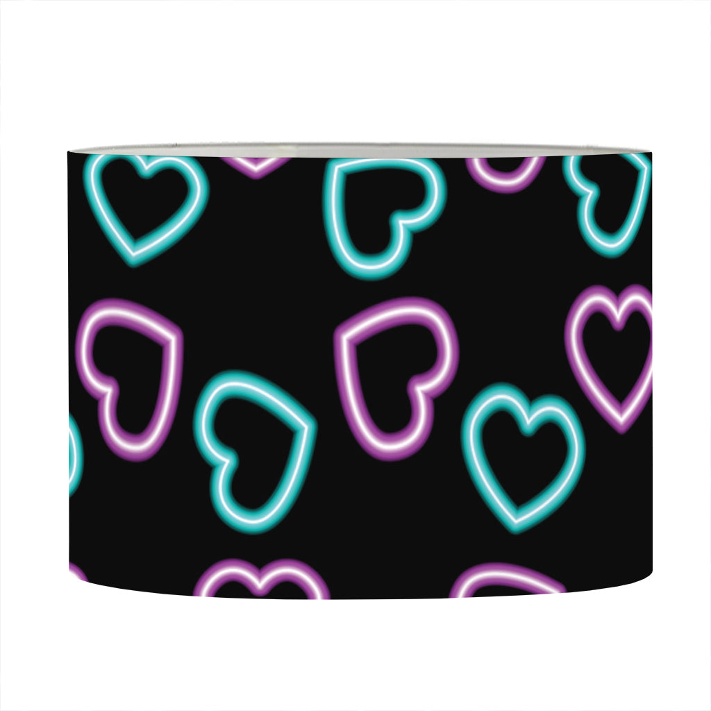 Pink And Blue Lights Heart Pattern Print Drum Lamp Shade