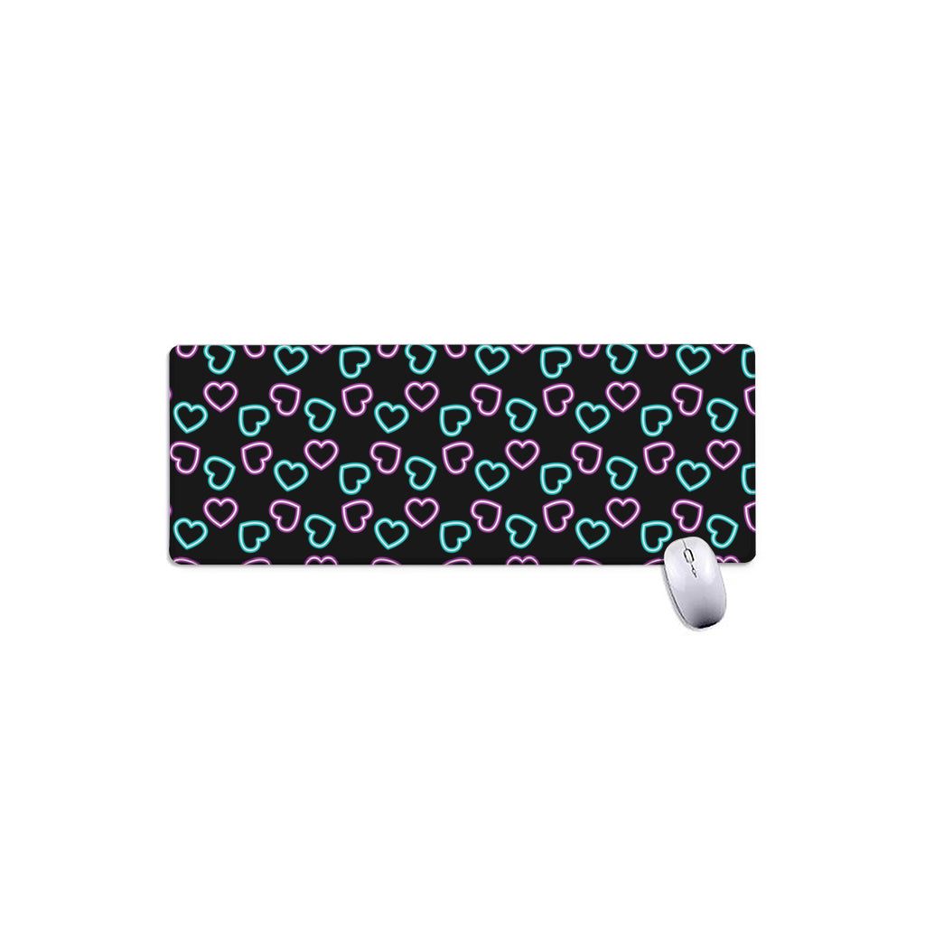 Pink And Blue Lights Heart Pattern Print Extended Mouse Pad