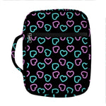 Pink And Blue Lights Heart Pattern Print Front Pocket Bible Bag