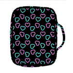 Pink And Blue Lights Heart Pattern Print Front Pocket Bible Bag
