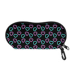 Pink And Blue Lights Heart Pattern Print Glasses Case