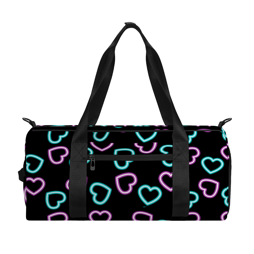 Pink And Blue Lights Heart Pattern Print Gym Bag
