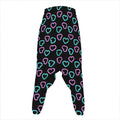 Pink And Blue Lights Heart Pattern Print Hammer Pants