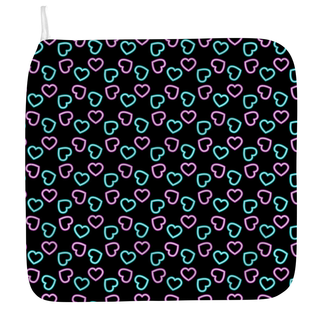 Pink And Blue Lights Heart Pattern Print Hand Towel