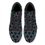 Pink And Blue Lights Heart Pattern Print High Top Leather Sneakers