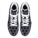 Pink And Blue Lights Heart Pattern Print High Top Leather Sneakers