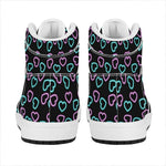 Pink And Blue Lights Heart Pattern Print High Top Leather Sneakers