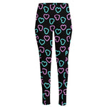 Pink And Blue Lights Heart Pattern Print High-Waisted Pocket Leggings