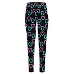 Pink And Blue Lights Heart Pattern Print High-Waisted Pocket Leggings